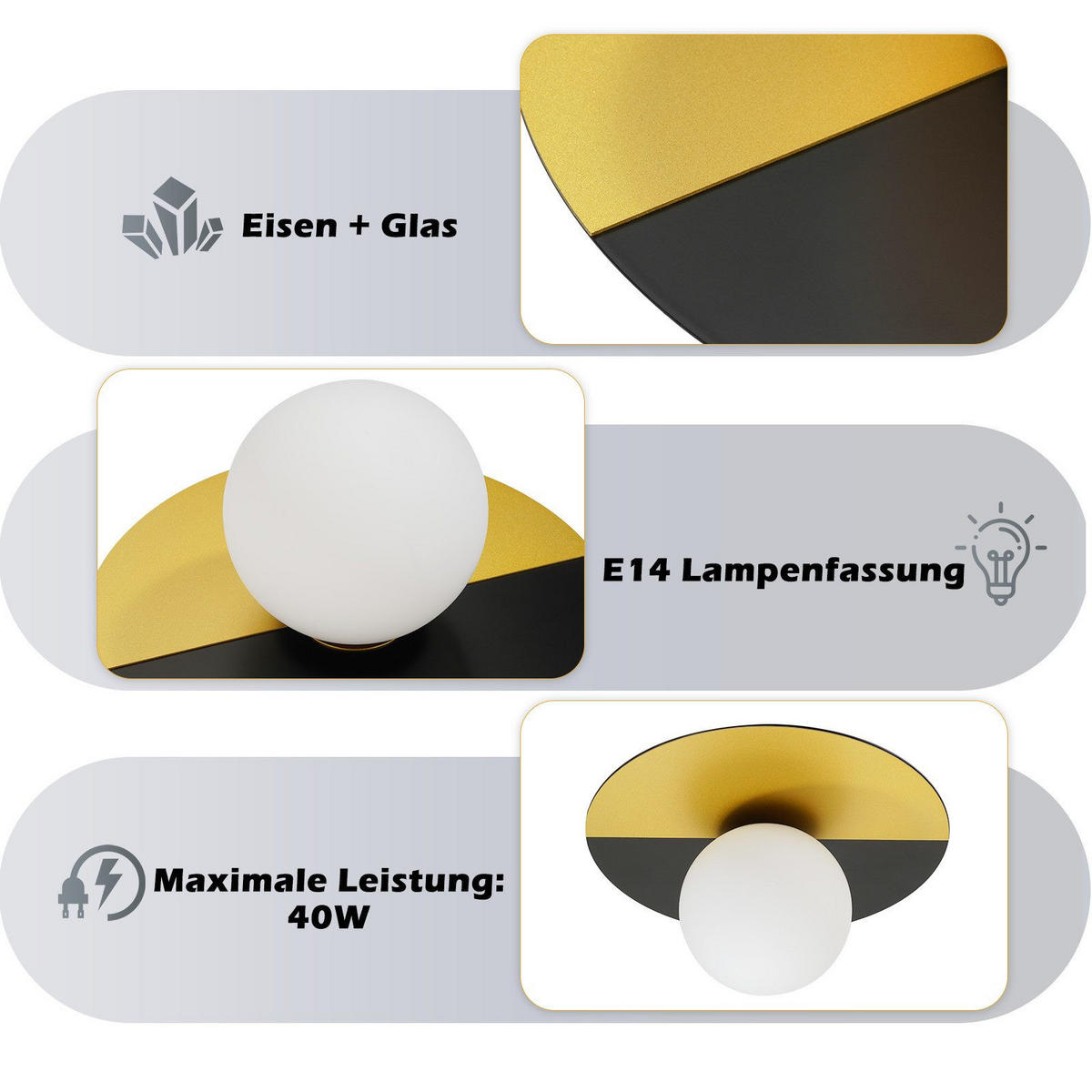 DECKENLEUCHTE Bremerhaven 28/28/5 cm - Goldfarben, Metall (28/28/5cm) - Nettlife