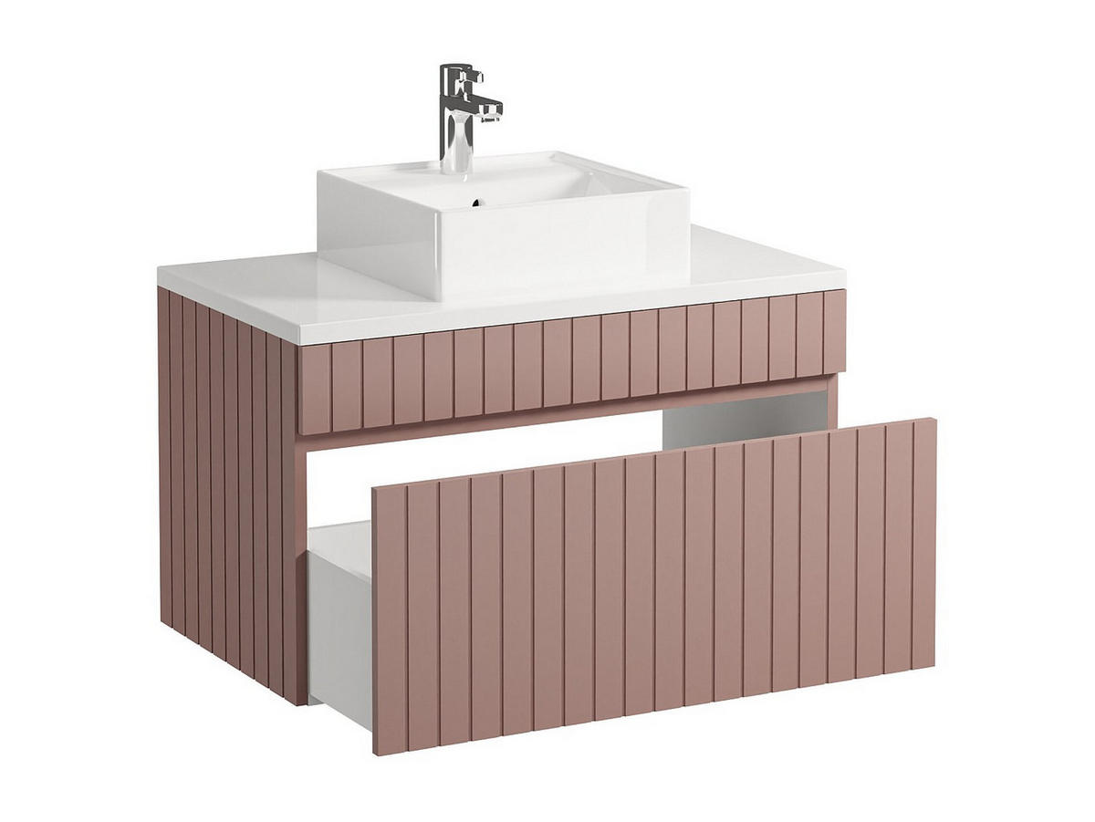 EINZELWASCHTISCH - 80cm x 46cm - MDF - puderrosa - SATARA - Pink, Holz (80/46/46cm) - Vente-Unique