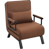SCHLAFSESSEL 3 in 1, mit Verstellbarer Rückenlehne, Leinen Braun - Schwarz/Braun, Textil/Metall (65/78/75cm) - Woltu