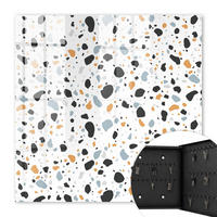 SCHLÜSSELBOX Schwarz 30x30 cm- Türöffnung nach rechts - Terrazzo-Muster - Schwarz, Metall (30/30/5cm) - TULUP
