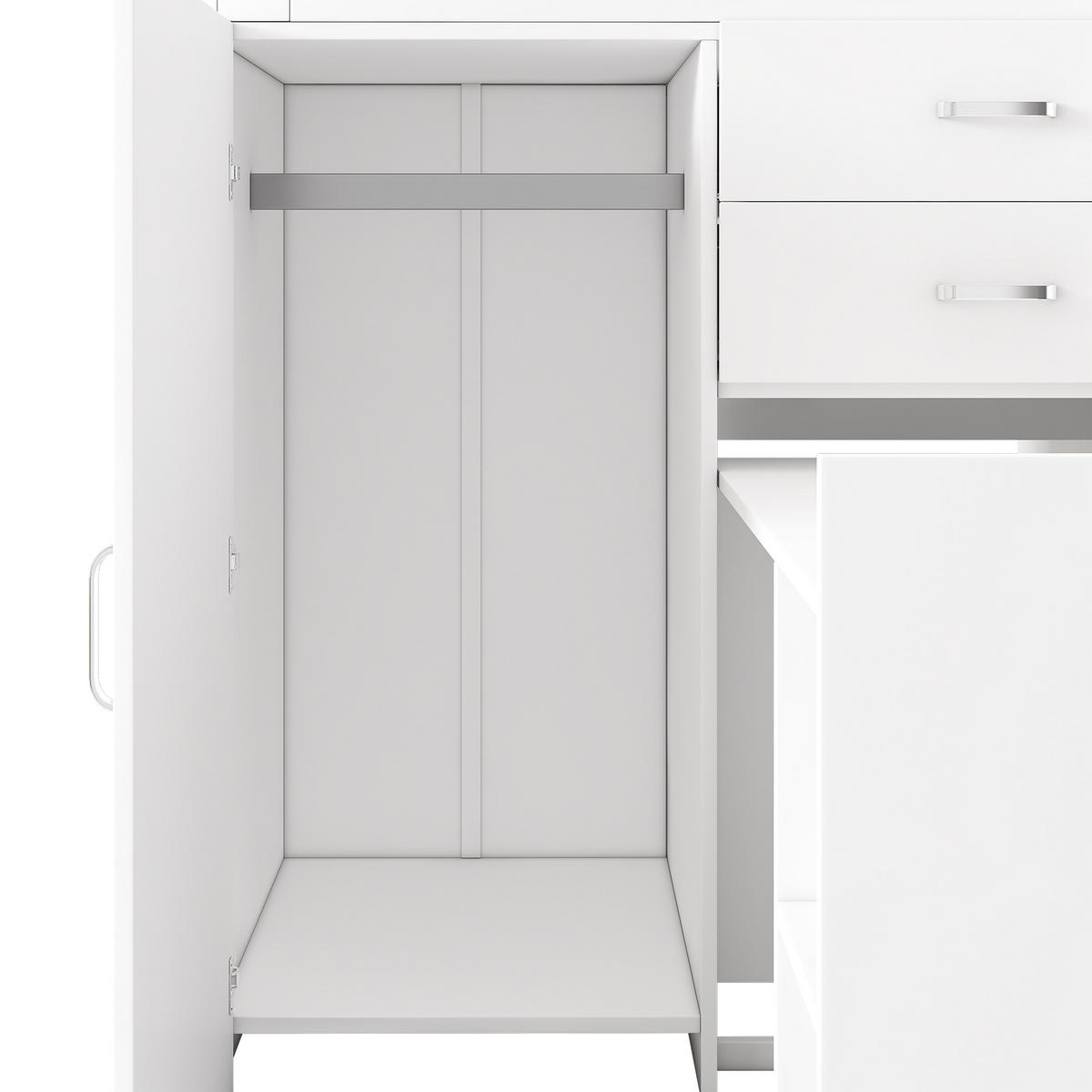 ETAGENBETT aus MDF 90x200 cm in Weiß mit Schreibtisch & Stauraum - Weiß, Holzwerkstoff (90/200cm) - Modfu