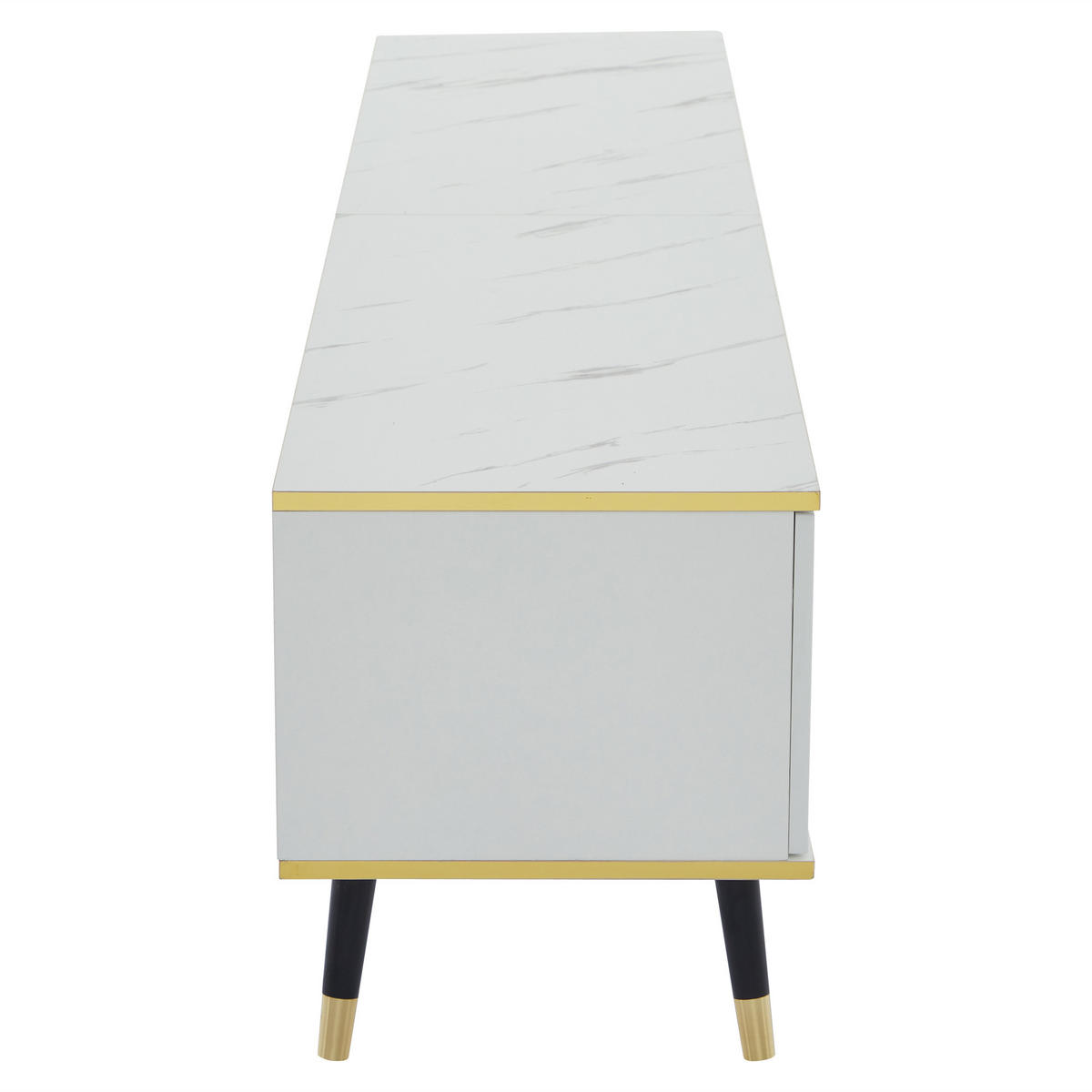 TV-ELEMENT200X40X46CM Marmoroptik Weiß-Gold für Fernseher bis 90 Zoll - Weiß, Holz (42.93/12.7/82.17cm) - Raelunyi
