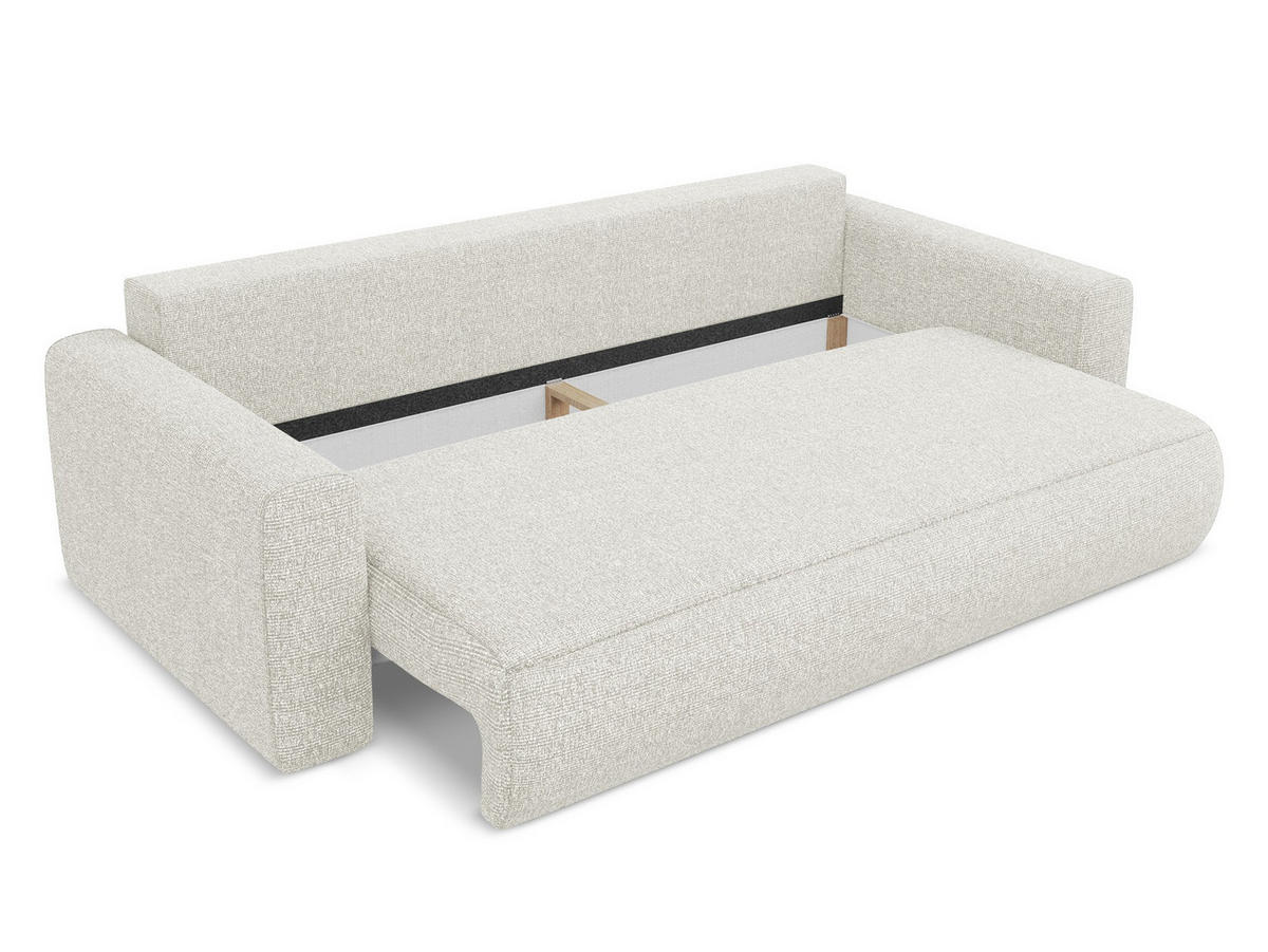 3-SITZER SOFA mit Schlaffunktion Strukturstoff Stoff Beige - Beige/Creme, Kunststoff/Textil (238/82/105cm) - Makamii