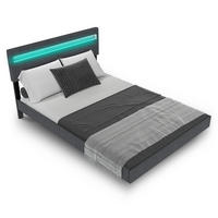SCHWEBEBETT Lissabon Dunkelgrau 140/200 cm Leinen - Dunkelgrau, Textil (140/200cm) - Juskys