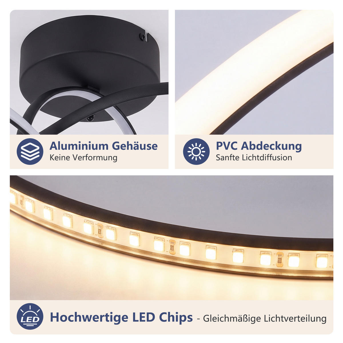 LED DECKENLEUCHTE Lyveth 41/19.5/16.5 cm - Schwarz, Kunststoff/Metall (41/19.5/16.5cm) - ZMH