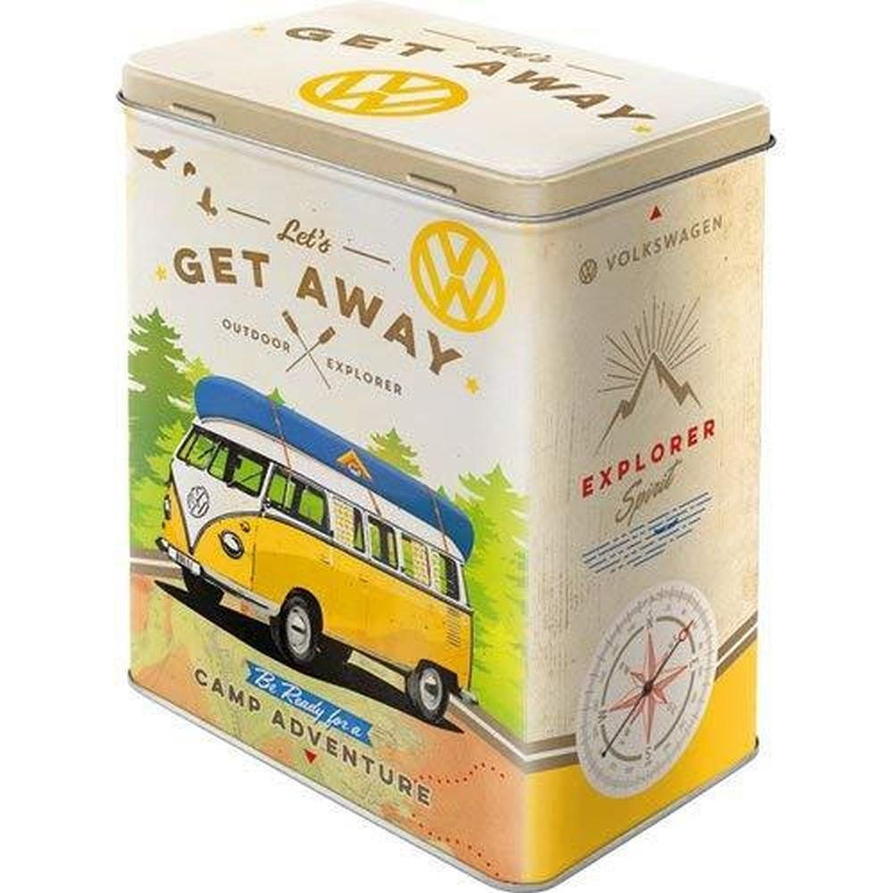 VORRATSDOSE L Volkswagen VW Bulli Let's Get Away! - Multicolor, Metall (14/20/10cm) - Nostalgic-Art