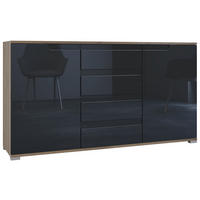 SIDEBOARD Sylt Schwarz Hochglanz - Schwarz Hochglanz, Holzwerkstoff (138.5/75.5/35cm) - Vladon