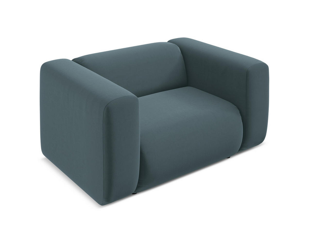 SESSEL Samt Stoff Blau - Blau/Petrol, Kunststoff/Textil (137/70/89cm) - Makamii