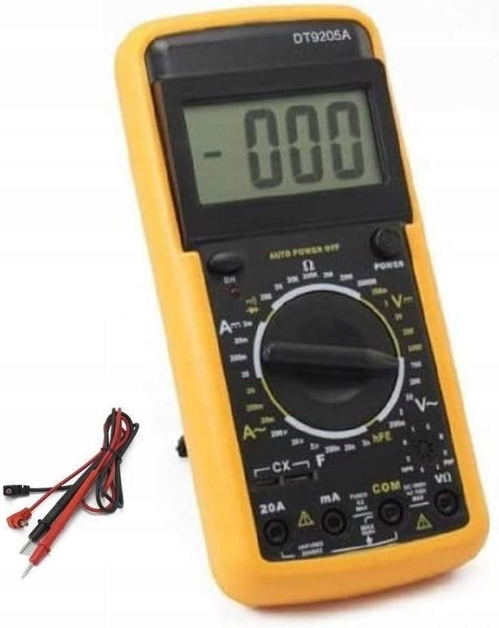 MULTIMETER DT9205A, 1000 V AC/DC, 20 A AC/DC, 200 MΩ, Kapazität, hFE, Diodentest, Durchgangston, LCD - Multicolor, Kunststoff/Metall (10/10/10cm)