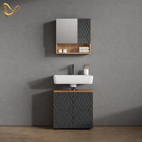 BADMÖBEL-SET Ronco Anthrazit gestreift 2 Teile, Unterschrank 60 cm - Anthrazit, Holzwerkstoff (60/59/30cm) - Livinity®
