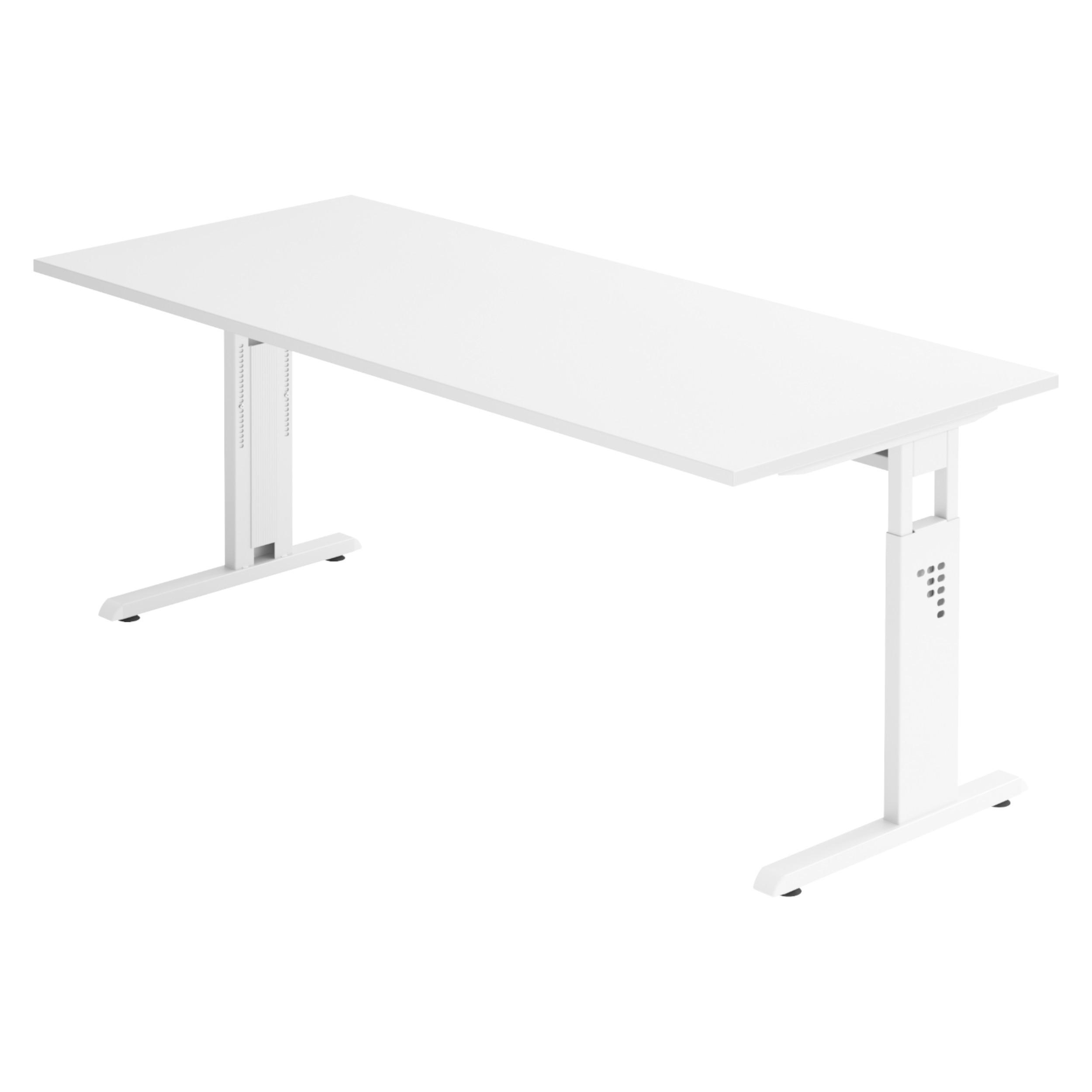 SCHREIBTISCH Serie-O 80/180/74 cm in Weiß/Weiß - Weiß, Holzwerkstoff (80/180/74cm) - bümö
