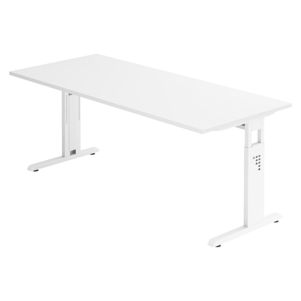 SCHREIBTISCH Serie-O 80/180/74 cm in Weiß/Weiß - Weiß, Holzwerkstoff (80/180/74cm) - bümö