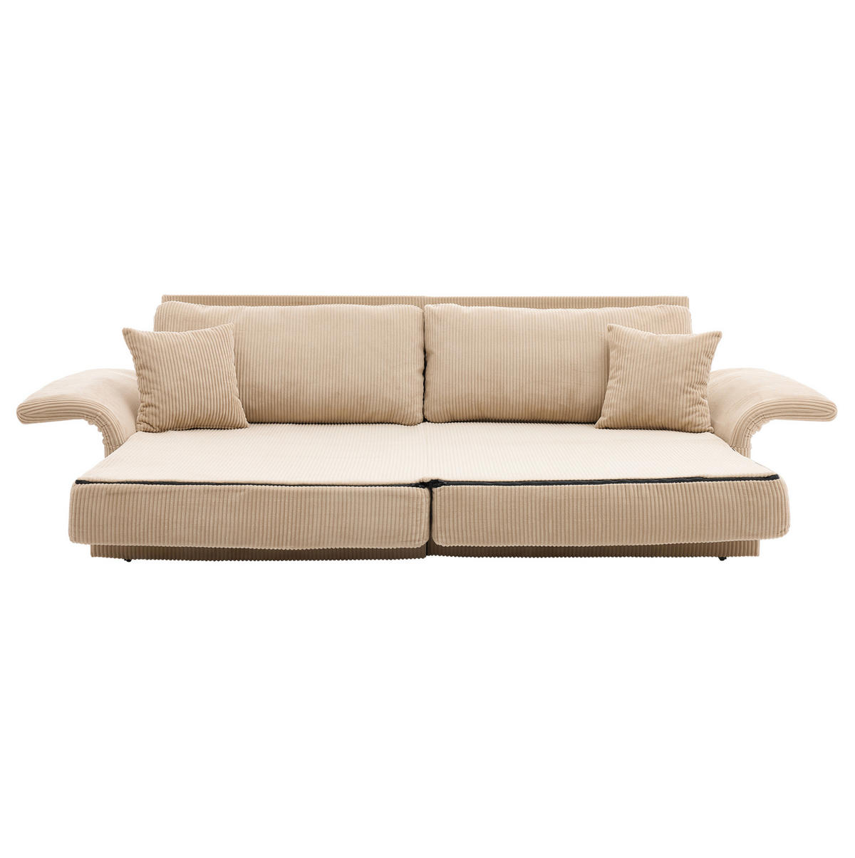 SOFA klappbar 182 cm Beige Cord mit Schlaffunktion - Beige, Kunststoff (182/84/88cm) - Meubliv