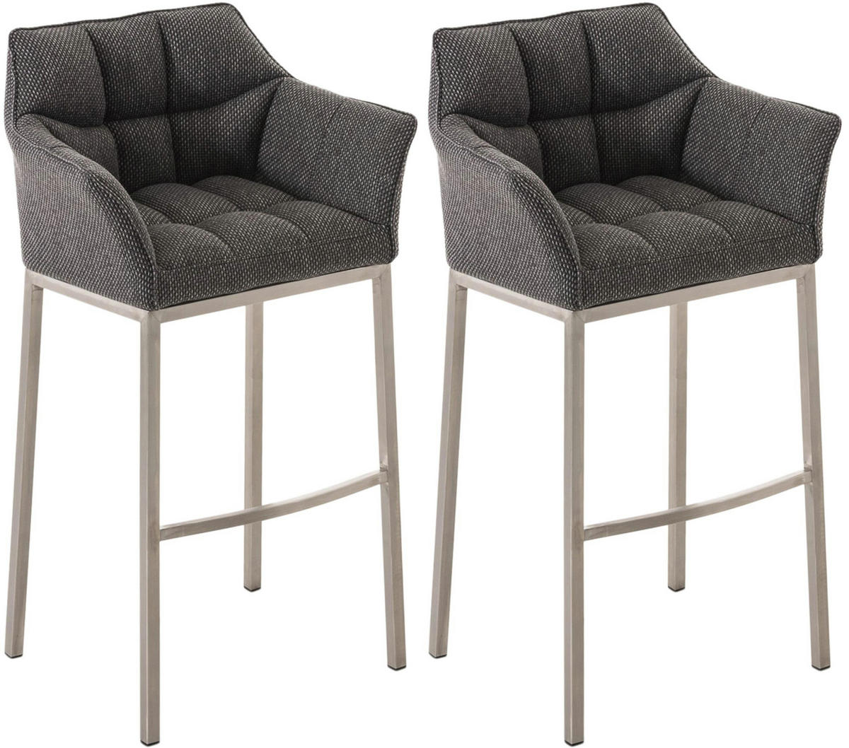 BARHOCKER 2er Set Stoff titangrau - Edelstahlfarben/Graubraun, Textil/Metall (64/110/48cm) - CLP