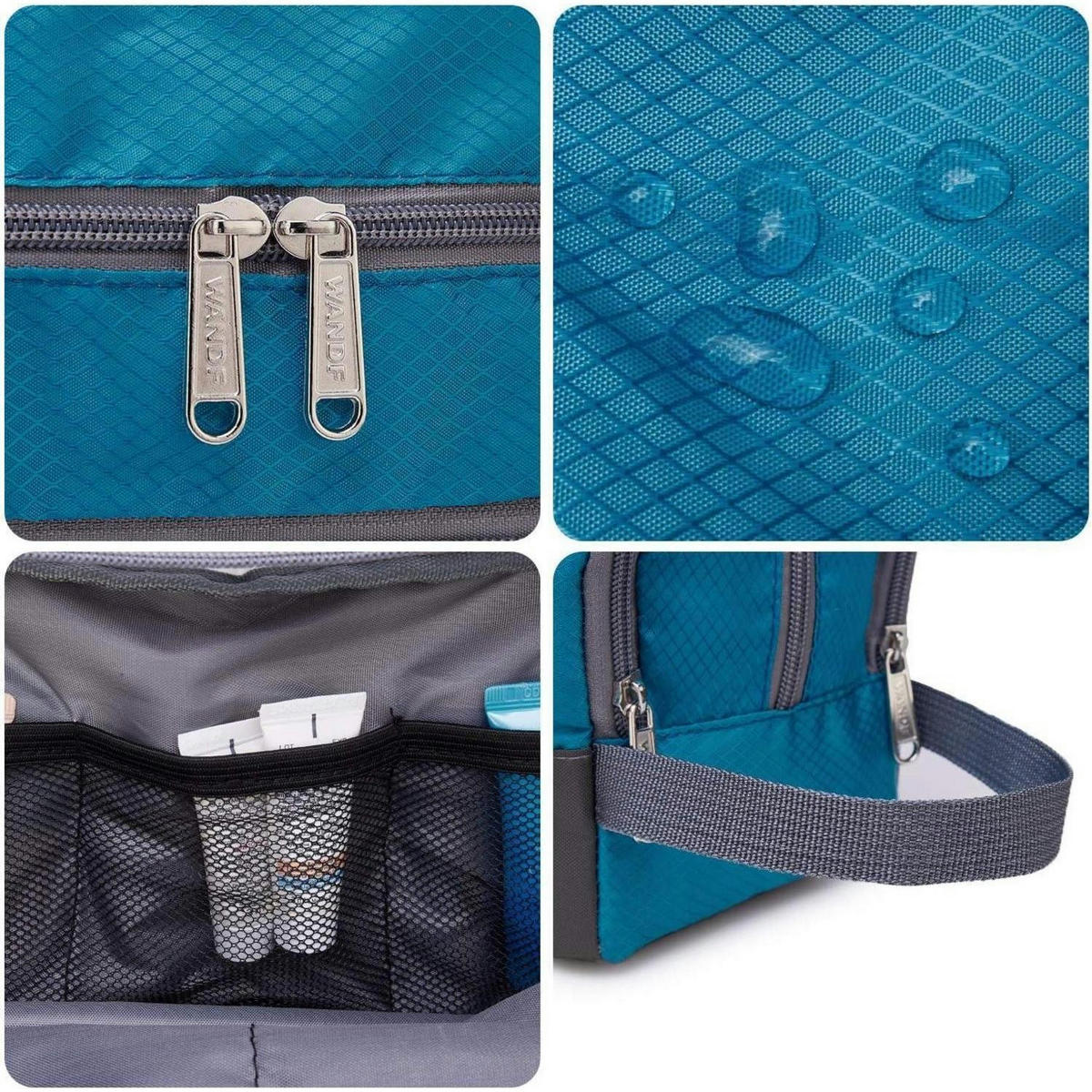 KULTURBEUTEL für Herren und Damen, Reise Toilettenorganizer - Türkis, Textil (5/2/5cm)