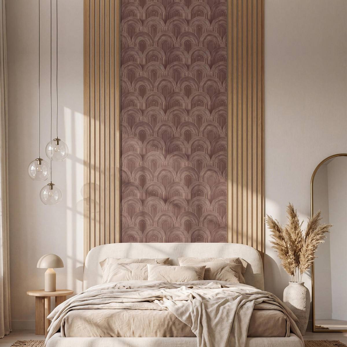 TAPETE - Rhythmic - Aufschlag - Braun - 100x280 cm - Dunkelbraun, Papier (100/280cm) - OnlyWow