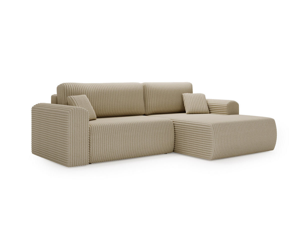 ECKSOFA Linea Creme, Sofa mit Schlaffunktion, rechte seite - Creme, Holzwerkstoff/Textil (257/177cm) - Bettso