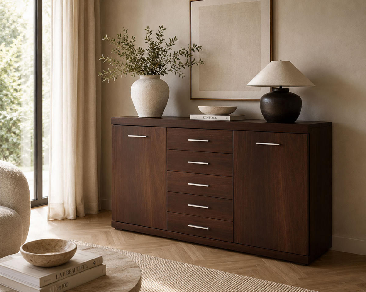SIDEBOARD Imperial nussbaum imperial 140 cm / 45 cm / 89,5 cm - Braun, Holz/Holzwerkstoff (140/90/45cm) - Feldmann-Wohnen