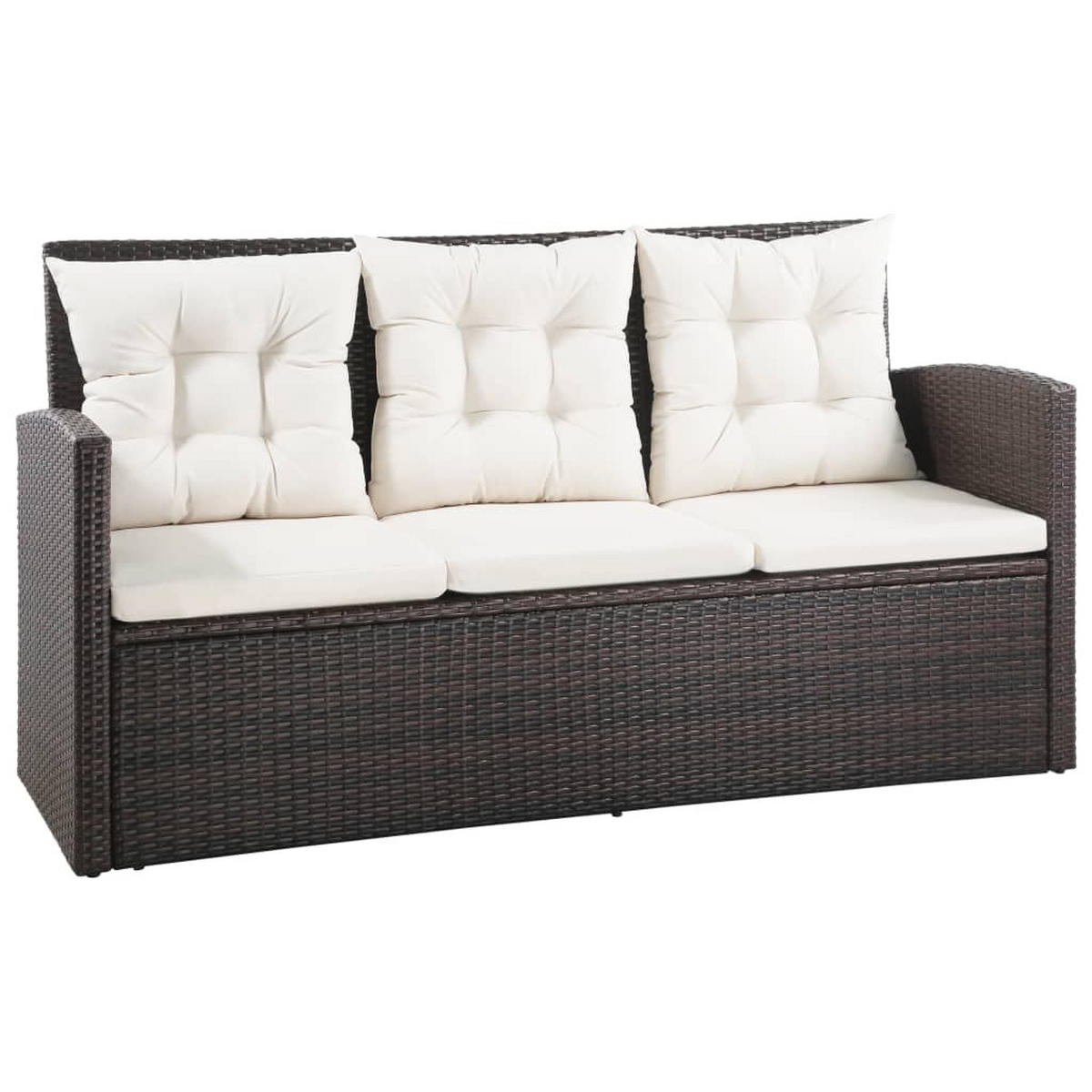 DINING-LOUNGESET mit Auflagen, aus PE-Rattan, Braun, 5-teiliges Set - Braun, Kunststoff - vidaXL