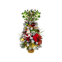 LAALU WEIHNACHTSBAUM geschmückt künstlich SANTA 60 cm mit LED-Beleuchtung IN FLOWER - Rot/Goldfarben, Kunststoff (60cm) - LAALU