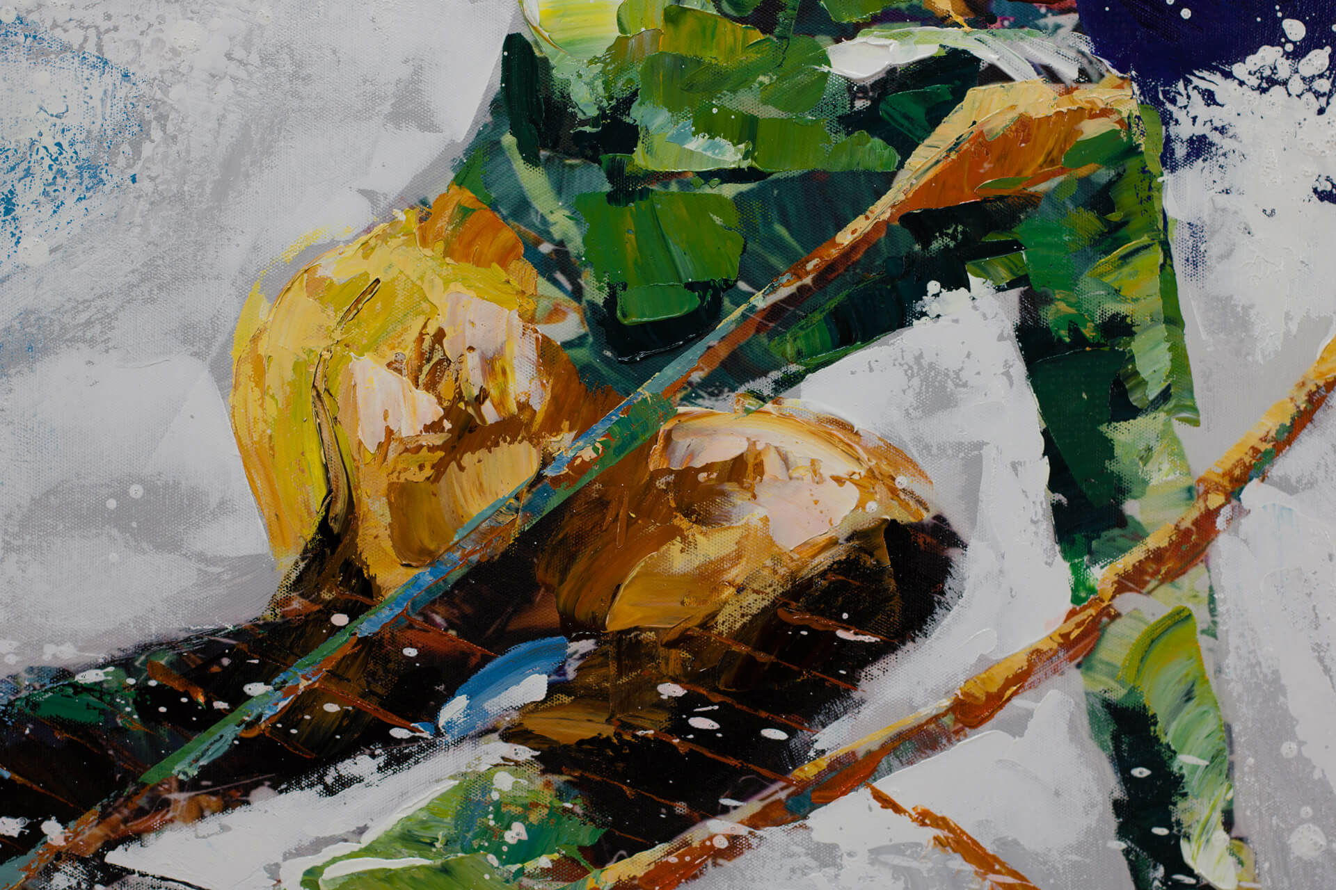 ACRYLBILD HANDGEMALT 90/60 cm - Blau/Weiß, Holz/Textil (1.44/60cm) - KUNSTLOFT