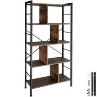 REGAL Charleston,inklusive Kippschutz, 75,5 x 30 x 155 cm,Industrial Holz dunkel, rustikal - Rostfarben, Holzwerkstoff (30/155/75.5cm) - tectake