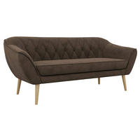3-SITZER-SOFA PIRS - Braun Velvet - Holzbeine - Dunkelbraun/Buchefarben, Holzwerkstoff/Textil (180/75/74cm) - MKS