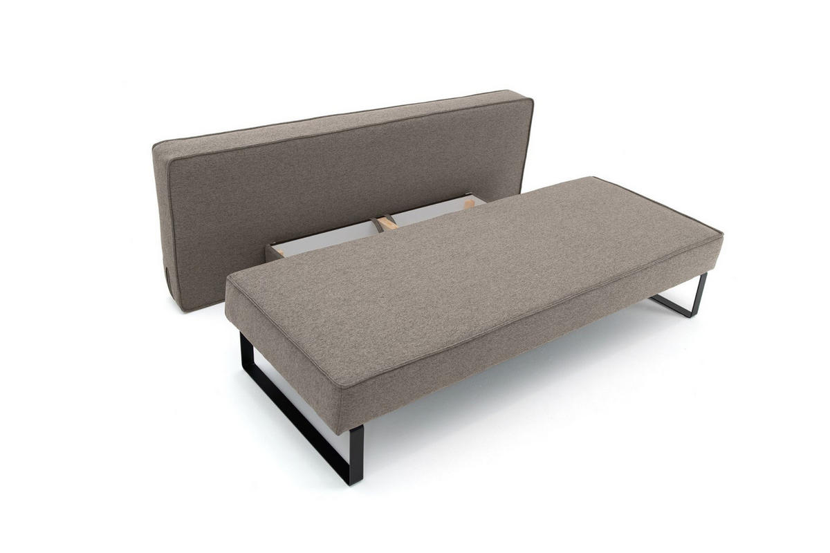 SCHLAFSOFA Mit Bettkasten NOMI, Stoff Faro, Hellbraun - Hellbraun, Holz (200/82/100cm) - Kaiser Möbel