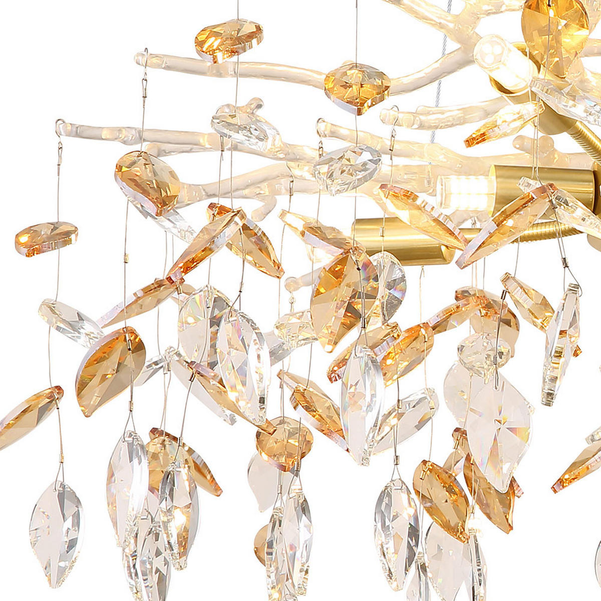 HÄNGELEUCHTE Glas Kristalle amber/goldfarben Ø61x120 cm - Goldfarben, Glas/Metall (61/61/120cm) - Globo Lighting