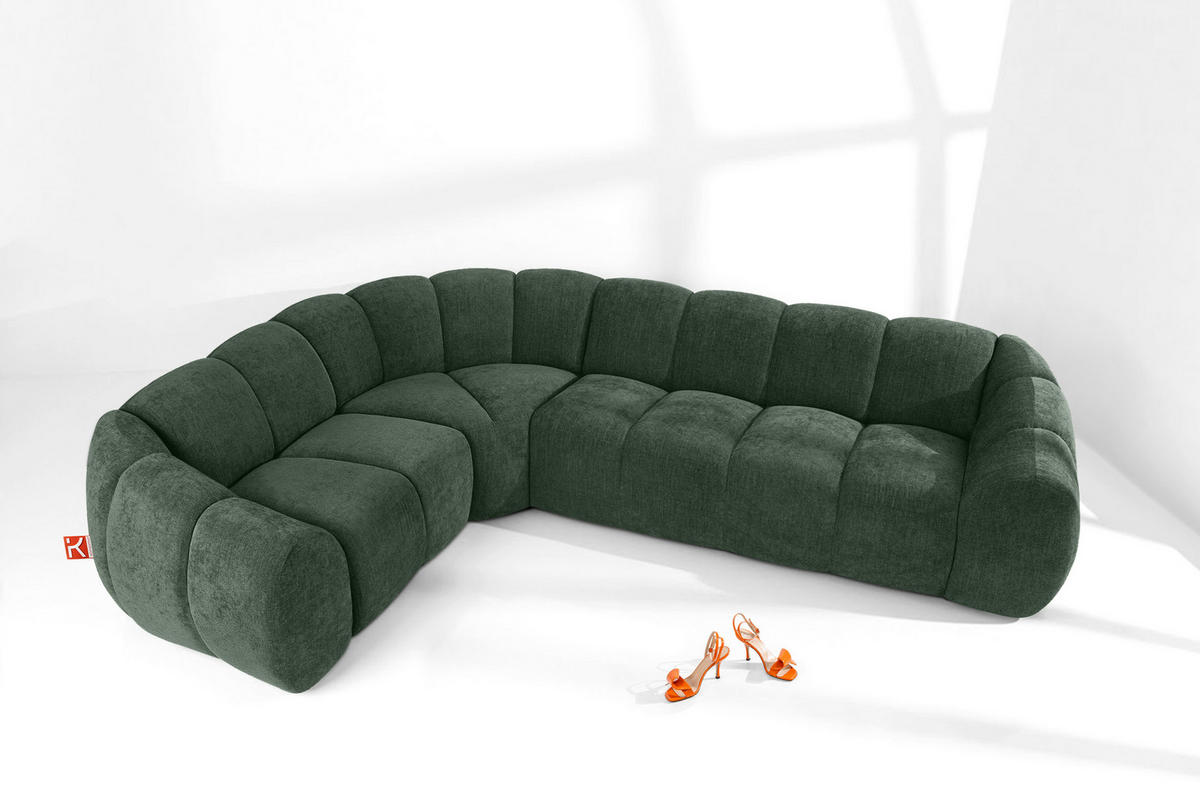 ECKSOFA LINKS FLAVA, Dunkelgrün - Dunkelgrün, Holz/Holzwerkstoff (310/230cm) - KONSIMO®