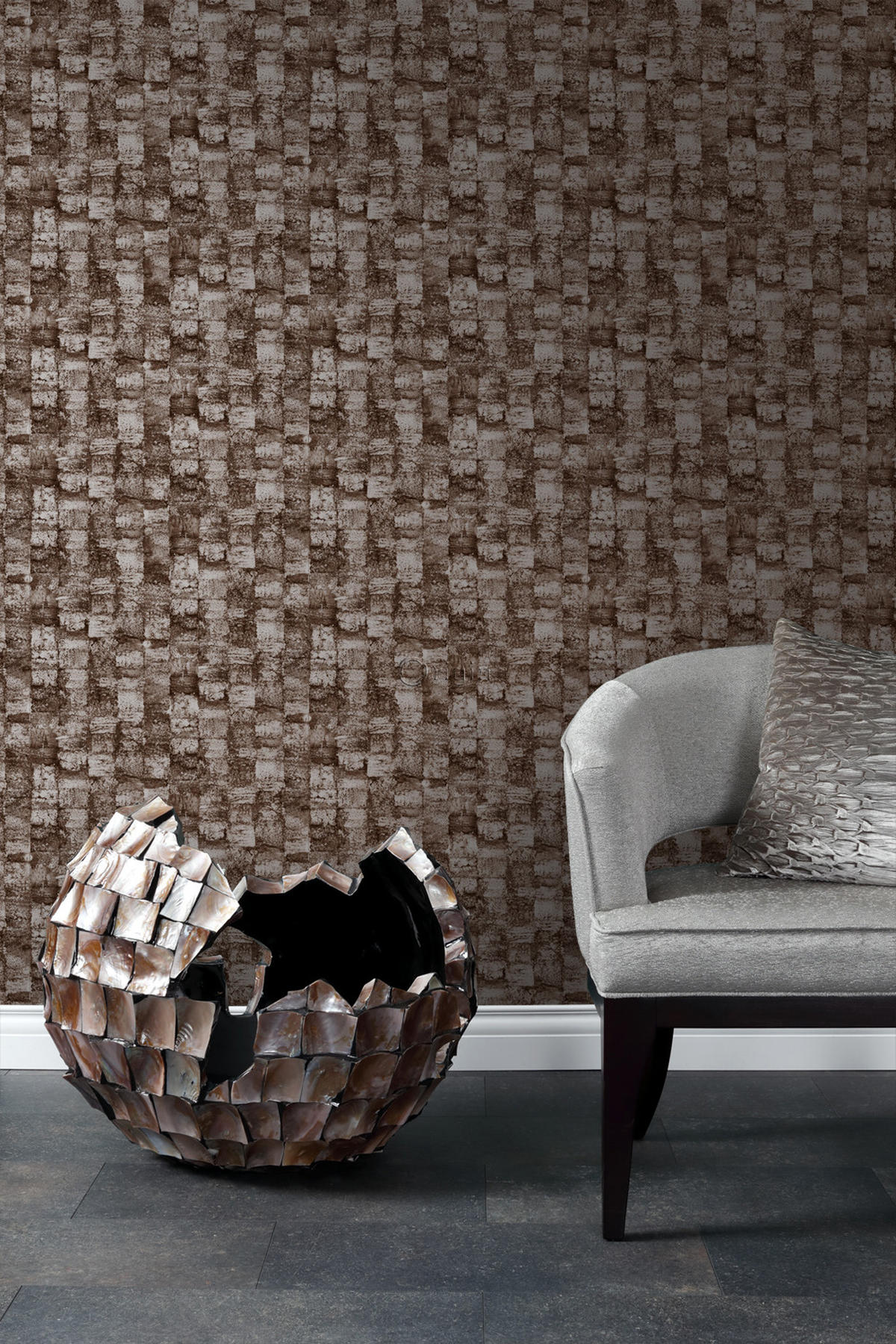 TAPETE mit feiner Struktur 53 cm x 10.05 m - Braun, Papier (53/1000cm) - Origin Wallcoverings