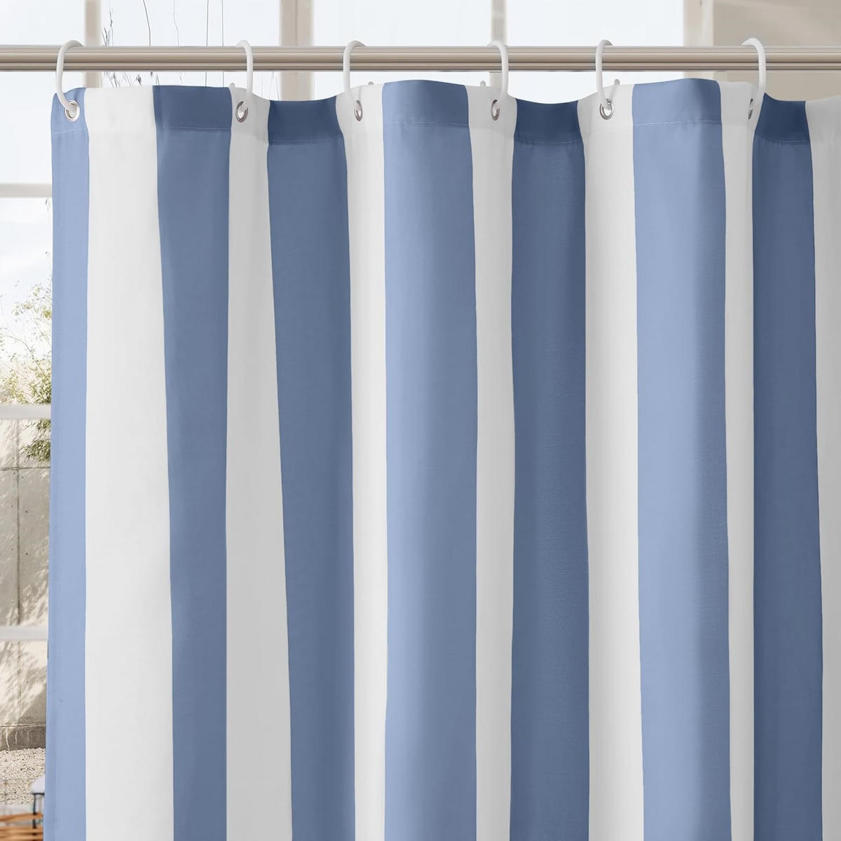 DUSCHVORHANG, blau-weiß gestreiftes Muster, 180 x 180 cm - Blau, Textil (180/180cm)
