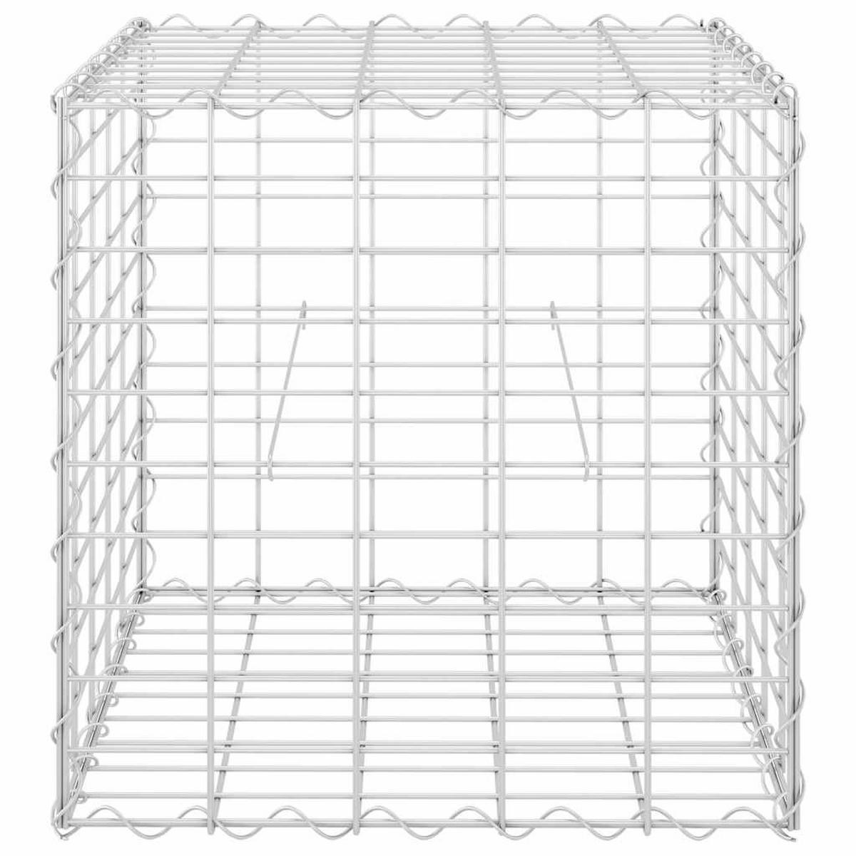 WÜRFEL-GABIONEN-HOCHBEET Stahldraht 50x50x50 cm - Silberfarben, Metall (50/50/50cm) - furnicato