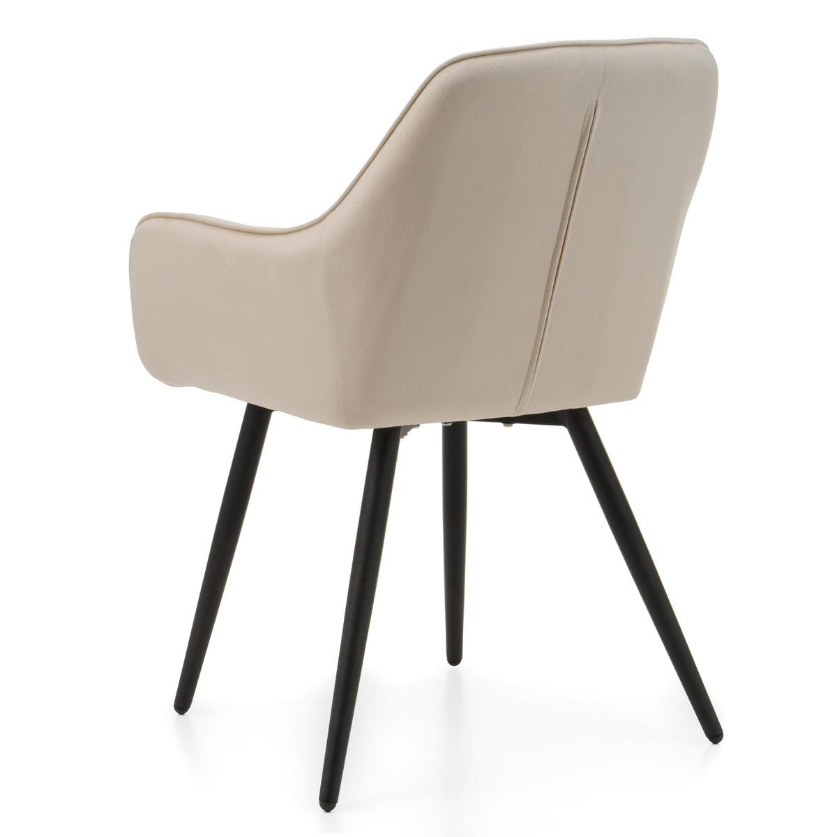 STUHL COLIN gespolsterter mit Steppung - beige - Samt Velours - Ecru/Beige, Textil/Metall (58/87/61cm) - NEW HOME