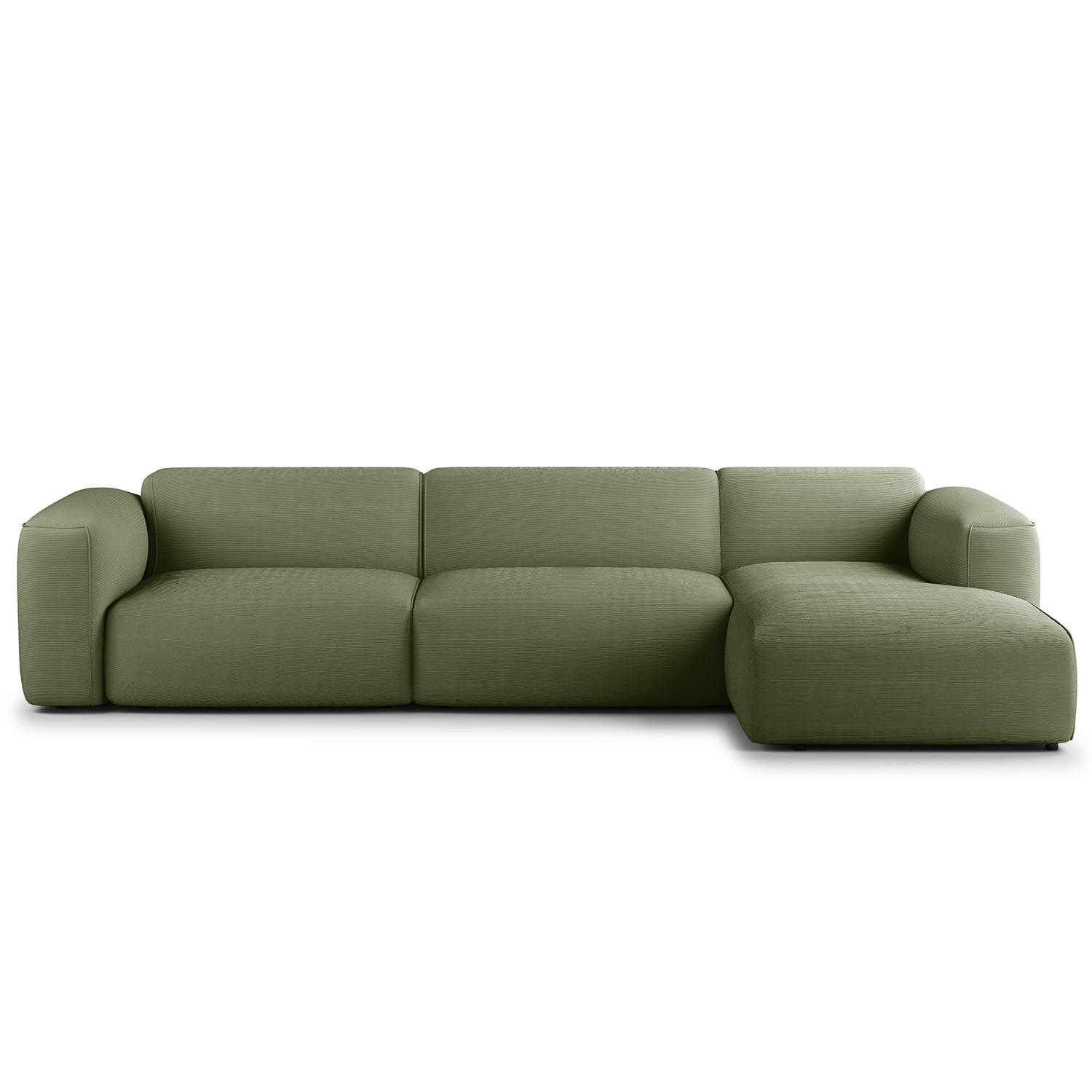 3-SITZER ECKSOFA mit Longchair - Dunkelgrün/Schwarz, Textil (317/173cm) - home24
