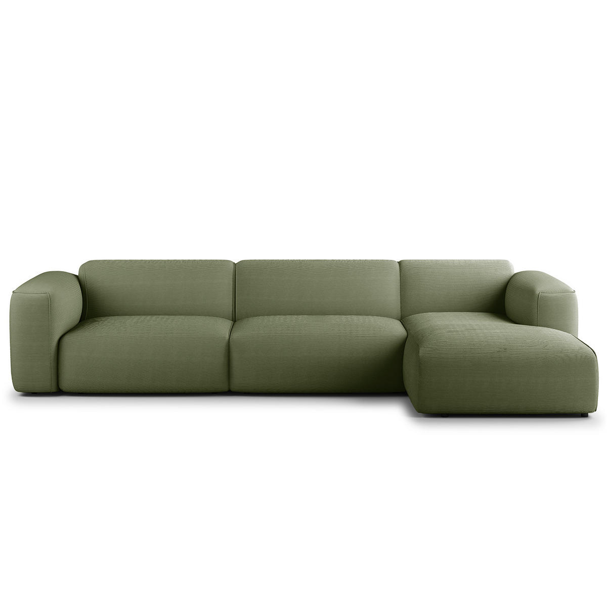 3-SITZER ECKSOFA mit Longchair - Dunkelgrün/Schwarz, Textil (317/173cm) - home24