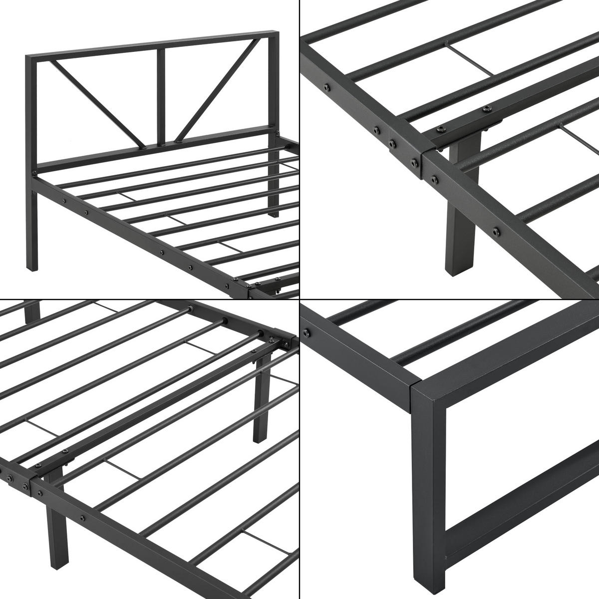 METALLBETT Meran - Schwarz, Metall (90/200cm) - [en.casa]