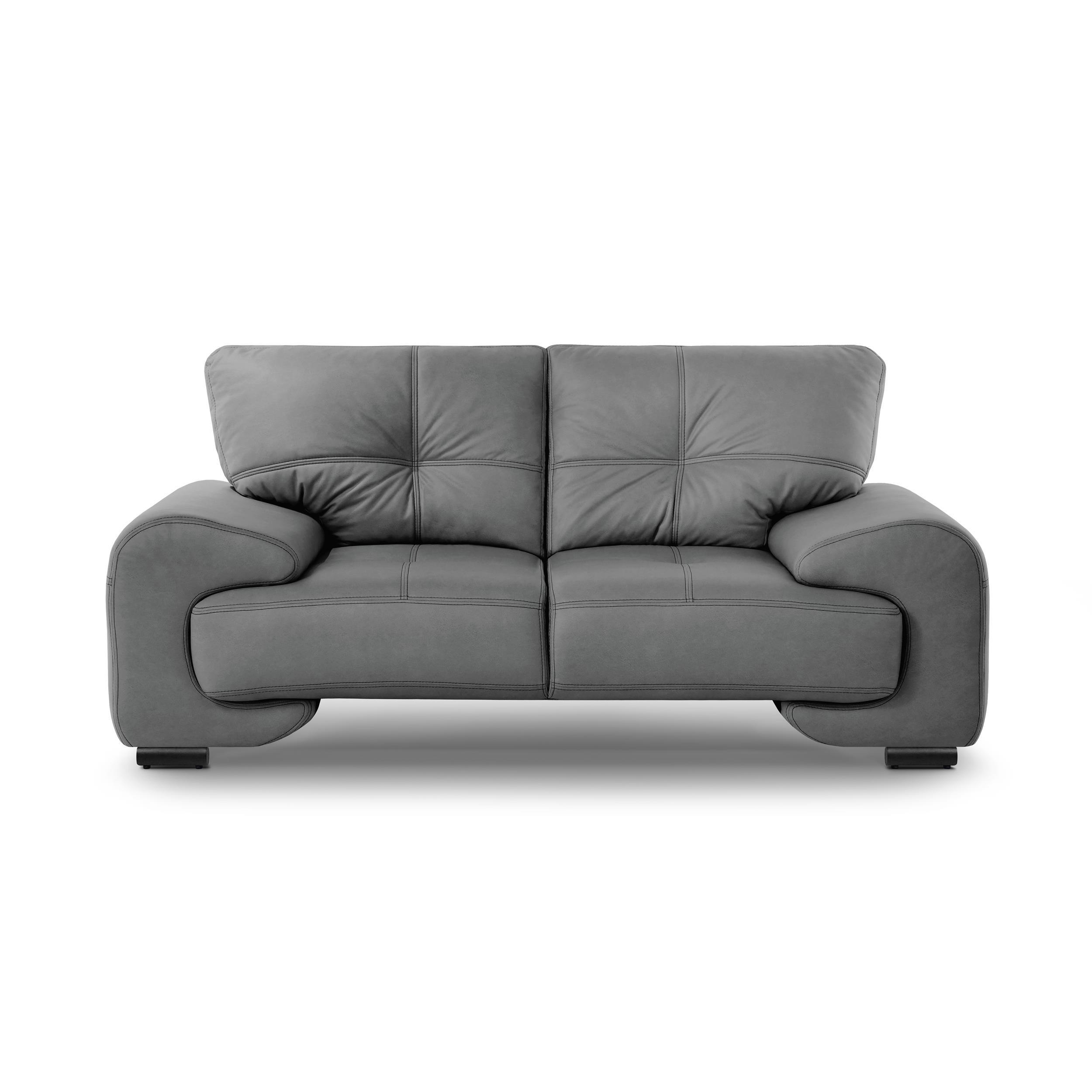 2-SITZER SOFA Omega aus Kunstleder, Grau - Schwarz/Grau, Leder (185/88/98cm) - Beautysofa