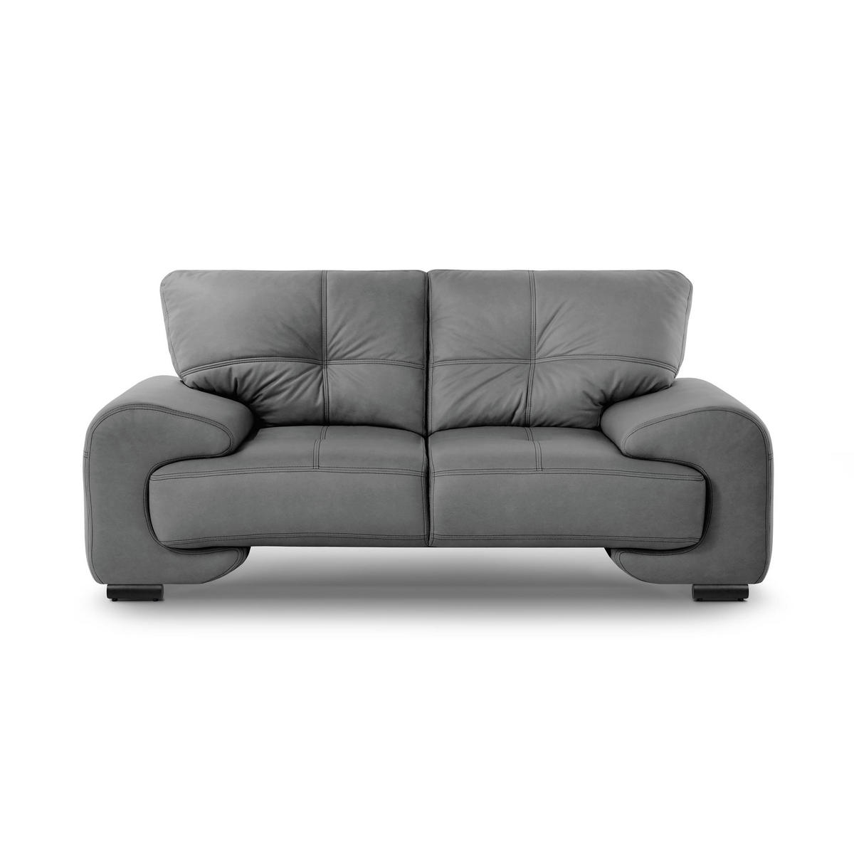 2-SITZER SOFA Omega aus Kunstleder, Grau - Schwarz/Grau, Leder (185/88/98cm) - Beautysofa