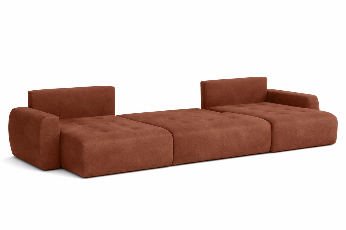 ECKSOFA Mit Schlaffunktion Und Bettkasten U-Form Ivo U, Veloursstoff Salvador, Dunkelbraun - Dunkelbraun, Holz (342/142cm) - Kaiser Möbel