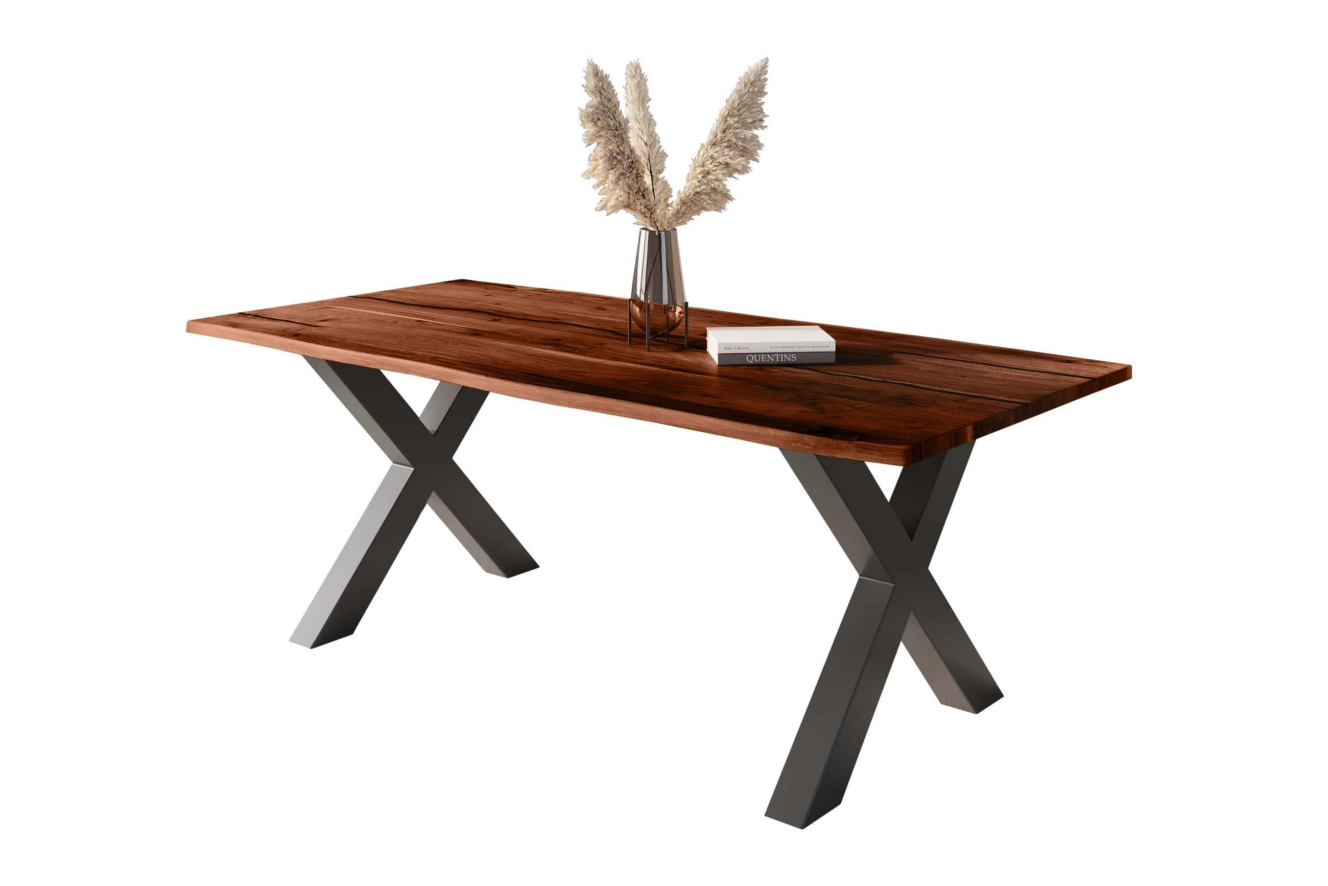 ESSTISCH POLLY - Schwarz/Braun, Holz/Metall (100/220/77cm) - SAM