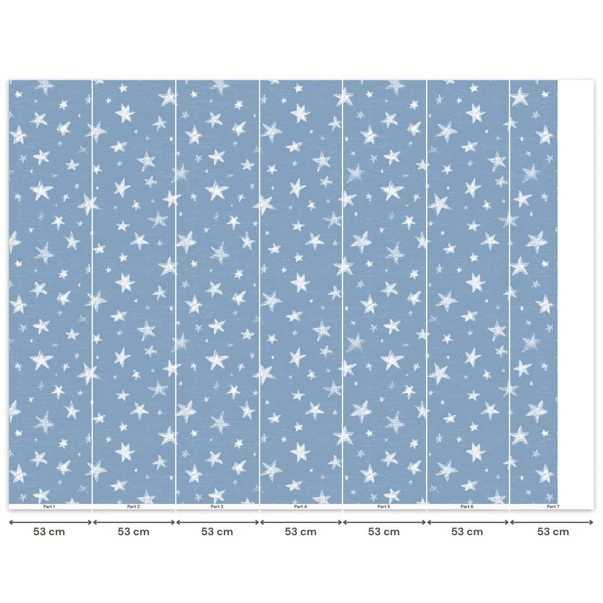KINDERTAPETE - Sterne - Muster - Blau - 350x300 cm - Hellblau, Papier (350/300cm) - OnlyWow