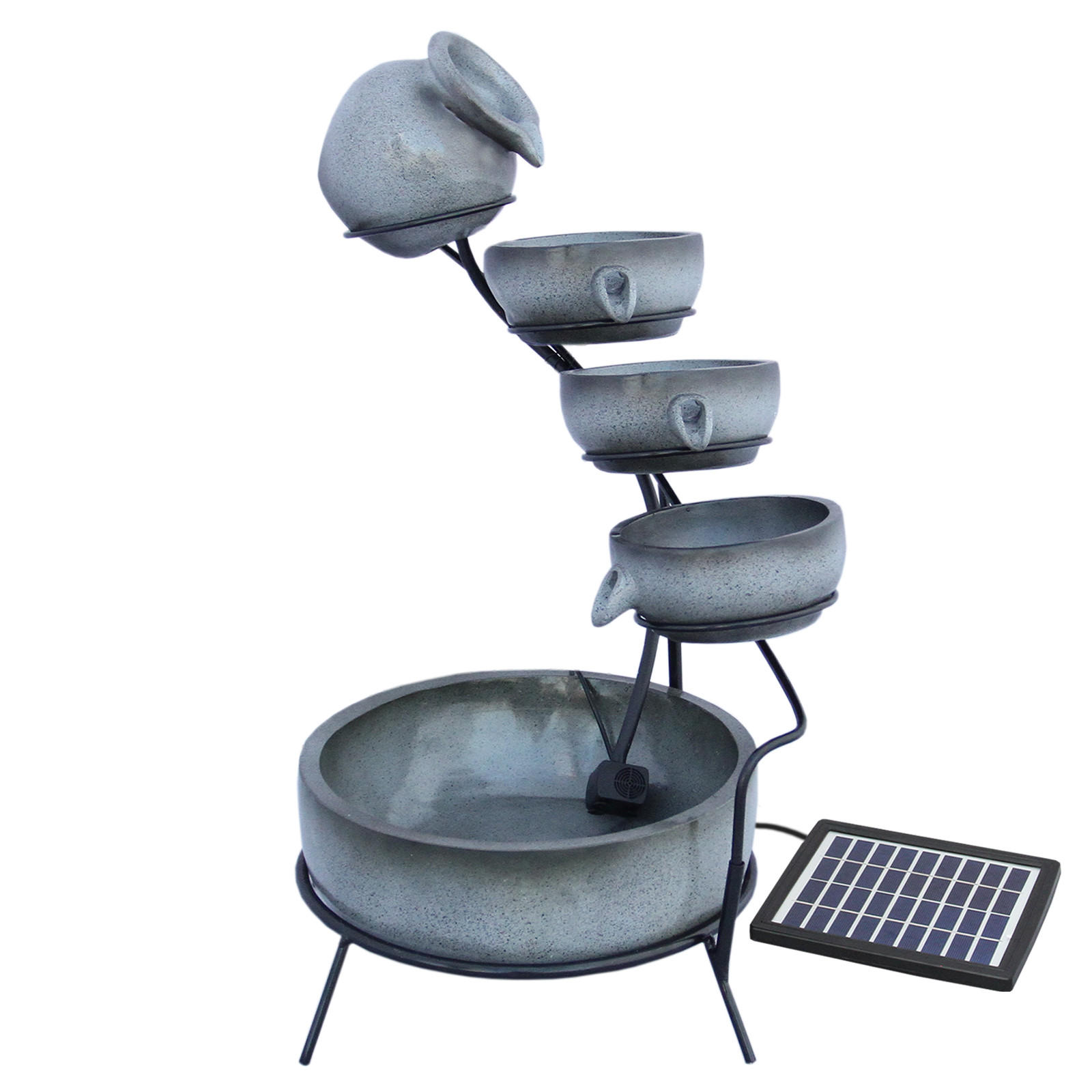 SOLAR-KASKADENBRUNNEN mit Akku - Grau, Keramik (44/50/44cm) - Monstershop