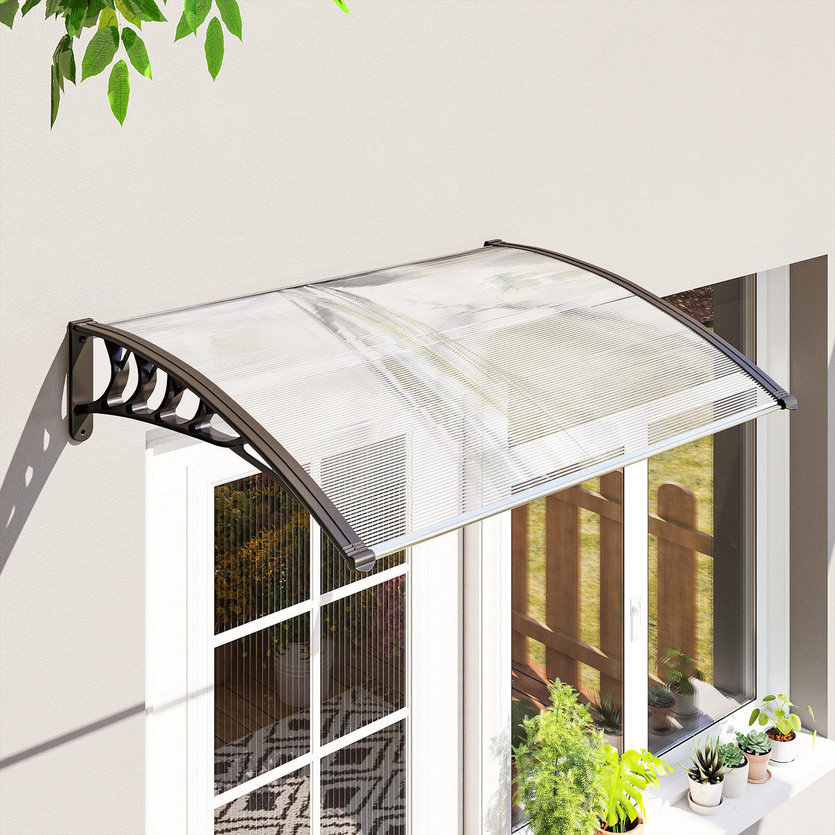 VORDACH DE-14004 Polycarbonat 90/122 cm, UV-Schutz Transparent - Transparent, Kunststoff (89/24/122cm) - ComfortXL