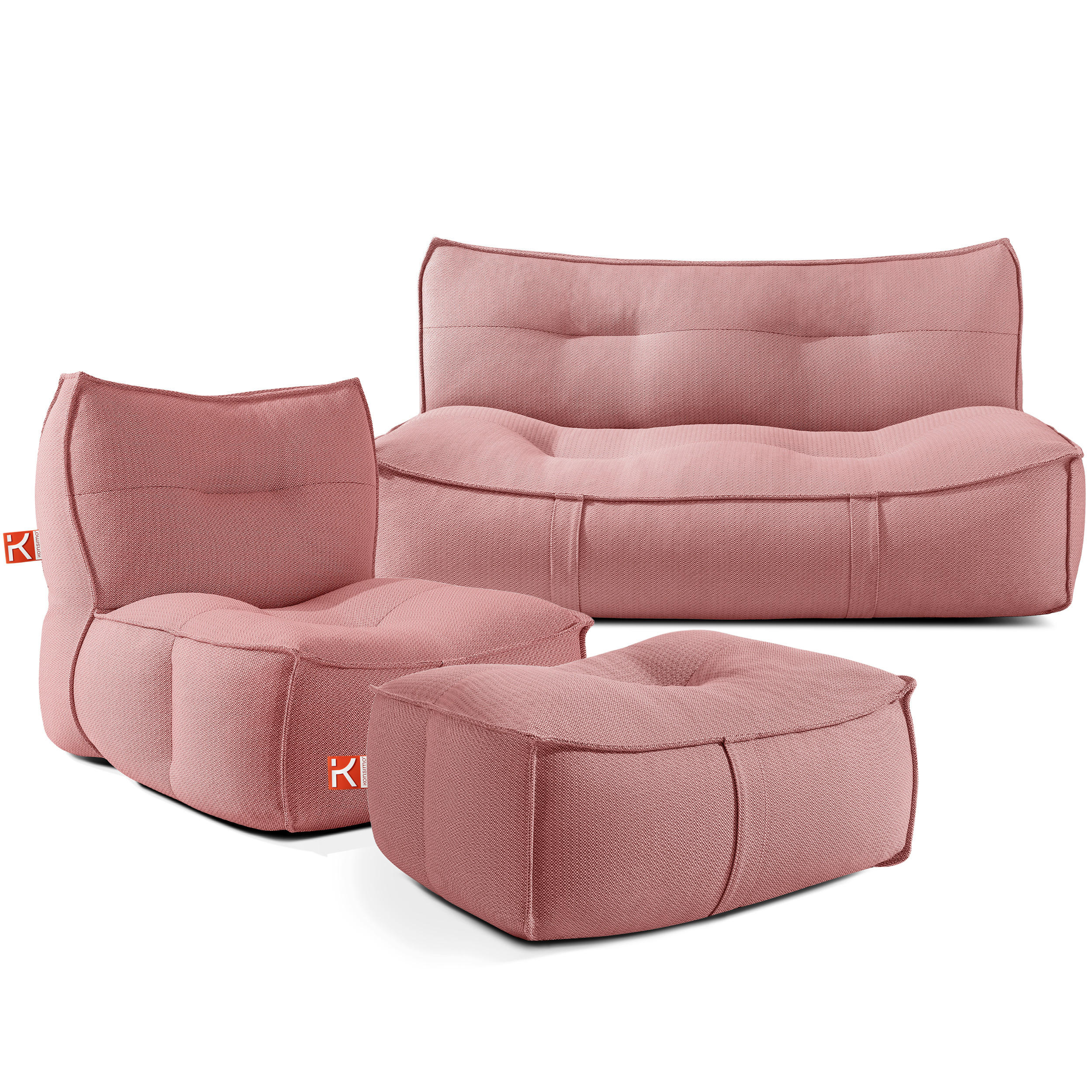 GARTENLOUNGE-SET LOVIA, Möbel-Set, Rot/Weiß - Rot, Textil - KONSIMO®