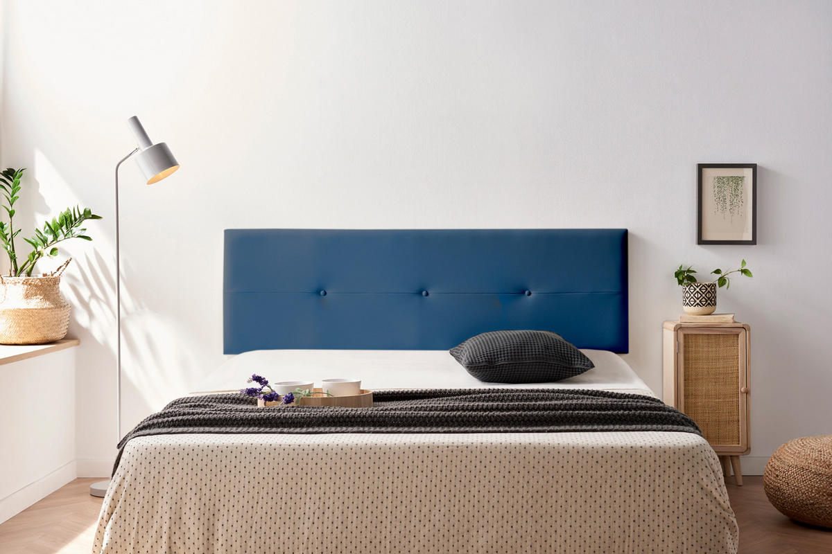 KOPFTEIL gepolstert NAPOLI Kunstleder 160x50x5 cm - Dunkelblau - Moonia - Dunkelblau, Holz (160/5/50cm)