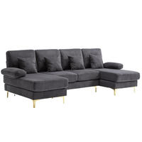 WOHNLANDSCHAFT 265/135/88 cm in Grau mit LED-Beleuchtung und USB-Anschluss - Grau, Textil (135/88/265cm) - Flora Grace