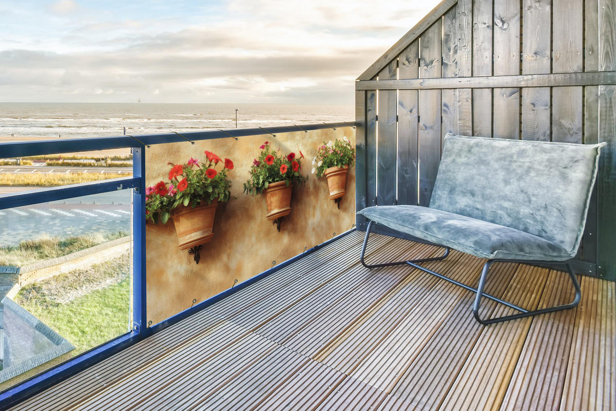 BALKON-SICHTSCHUTZ Blumentöpfe - Wand - Vintage - Terra cotta, Kunststoff (200/90cm) - MuchoWow