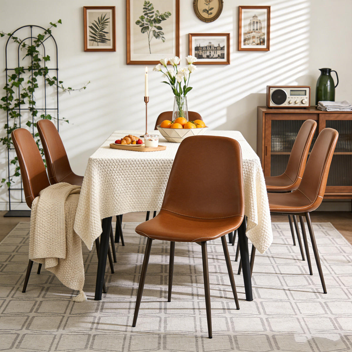 ESSZIMMERSTÜHLE 6er-Set, gepolstert, Kunstlederbezug, Braun - Braun, Metall (43/88/53cm) - Meubles Cosy