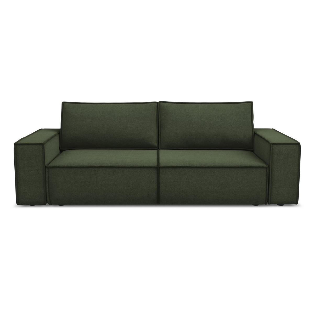 3-SITZER SOFA mit Schlaffunktion Strukturstoff Stoff Grün - Schwarz/Olivgrün, Kunststoff/Textil (255/85/105cm) - LaMiaSofa